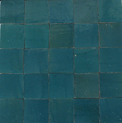 1m² blaugrüne Zellige Kacheln 10x10x1,2cm - Handarbeit Mosaikfliesen Wandfliesen von Zagora