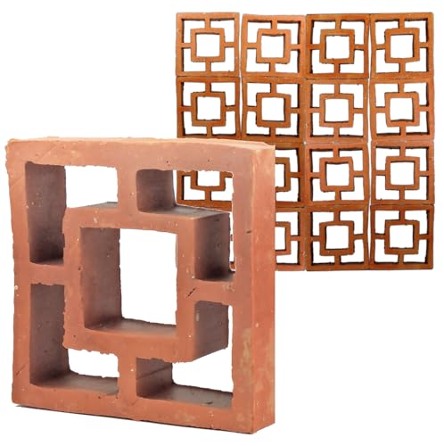 50 Stück Terracotta Breezeblock - Formziegel mit Ornament (Asia) von Zagora