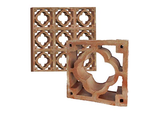 50 Stück Terracotta Breezeblock - Formziegel mit Ornament (Blume) von Zagora