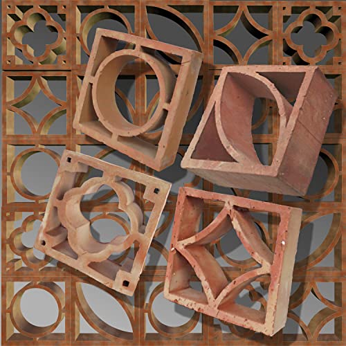 50 Stück Terracotta Breezeblock - Formziegel mit Ornament (Mix) von Zagora