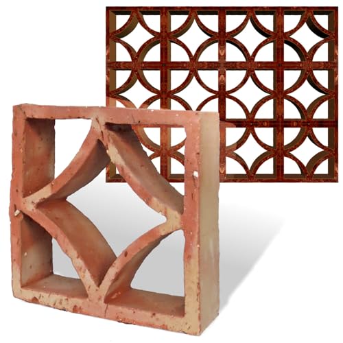 70 Stück Terracotta Breezeblocks - Formziegel mit Ornament (Raute) von Zagora
