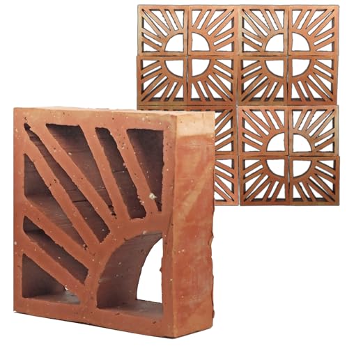 70 Stück Terracotta Breezeblocks - Formziegel mit Ornament (Sonne) von Zagora