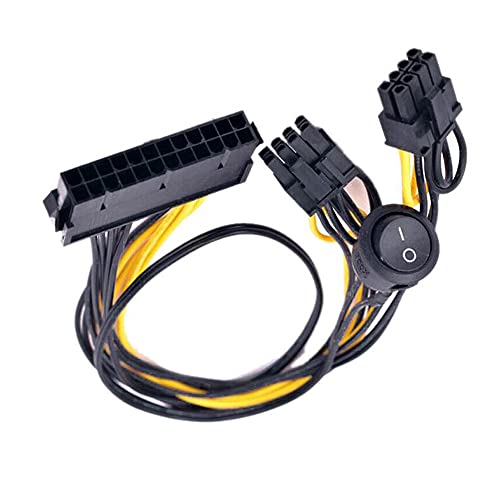 ZAHARA Stromkabel für ATX 24-polig auf 2 Ports PCIe 6 + 2 Pin 8-polig 6-polig + Ein-/Ausschalter von Zahara
