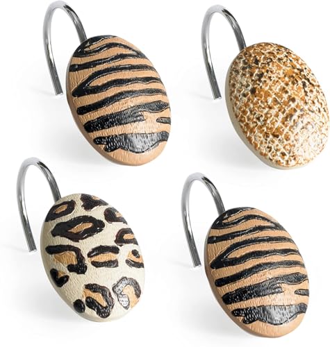 Zahari Home Gazelle Duschhaken-Set – Rostfreie Vorhangringe mit einzigartigem Design – 12 Haken aus Kunstharz zur individuellen Gestaltung Ihres Duschraums von Zahari Home