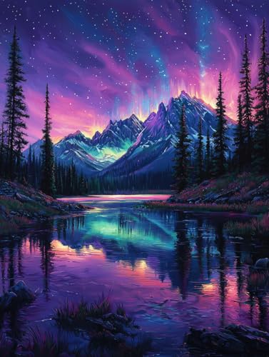 Diamond Painting Aurora, DIY Landschaft Diamond Painting Eckige Steine Set Erwachsene, 5D Kreuzstich Stickerei Diamant Malerei, Mosaikherstellung Basteln Erwachsene Bilder, Haus Wanddeko 40x50cm G-26 Diamond Painting Aurora, DIY Landschaft Diamond Painting Eckige Steine Set Erwachsene, 5D Kreuzstich Stickerei Diamant Malerei, Mosaikherstellung Basteln Erwachsene Bilder, Haus Wanddeko 40x50cm G-26 von Zahnngxp