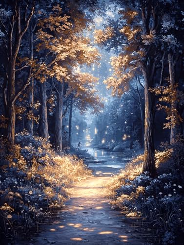 Diamond Painting Baum, DIY Landschaft Diamond Painting Eckige Steine Set Erwachsene, 5D Kreuzstich Stickerei Diamant Malerei, Mosaikherstellung Basteln Erwachsene Bilder, Haus Wanddeko 40x50cm H-90 von Zahnngxp