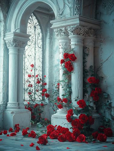 Diamond Painting Blume, DIY Architektur Diamond Painting Eckige Steine Set Erwachsene, 5D Kreuzstich Stickerei Diamant Malerei, Mosaikherstellung Basteln Erwachsene Bilder, Haus Wanddeko 30x40cm H-84 von Zahnngxp
