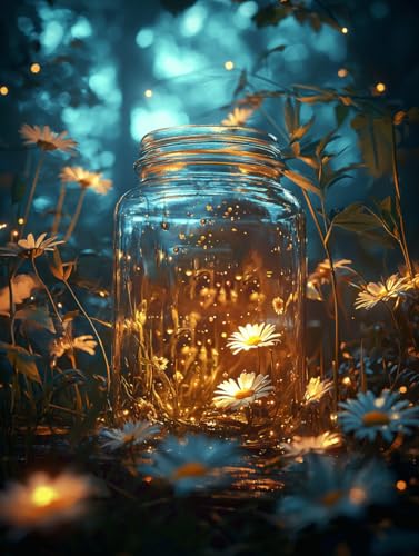 Diamond Painting Blume, DIY Flasche Diamond Painting Eckige Steine Set Erwachsene, 5D Kreuzstich Stickerei Diamant Malerei, Mosaikherstellung Basteln Erwachsene Bilder, Zur Haus Wanddeko 50x70cm F-22 von Zahnngxp