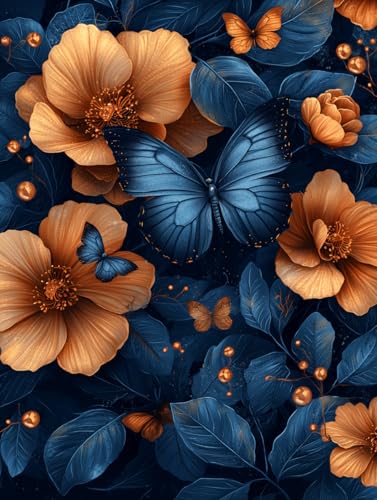Diamond Painting Blume, DIY Schmetterling Diamond Painting Eckige Steine Set Erwachsene, 5D Kreuzstich Stickerei Diamant Malerei, Mosaikherstellung Basteln Erwachsene Bilder Haus Wanddeko 40x50cm F-16 von Zahnngxp