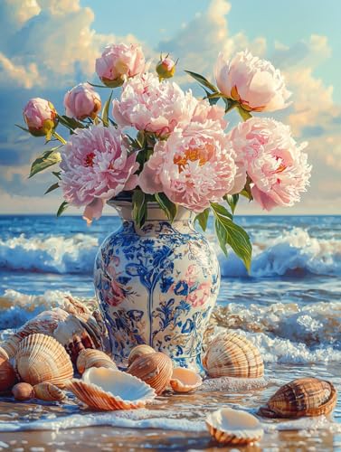 Diamond Painting Blume, DIY Strand Diamond Painting Eckige Steine Set Erwachsene, 5D Kreuzstich Stickerei Diamant Malerei, Mosaikherstellung Basteln Erwachsene Bilder, Zur Haus Wanddeko 50x70cm J-90 von Zahnngxp