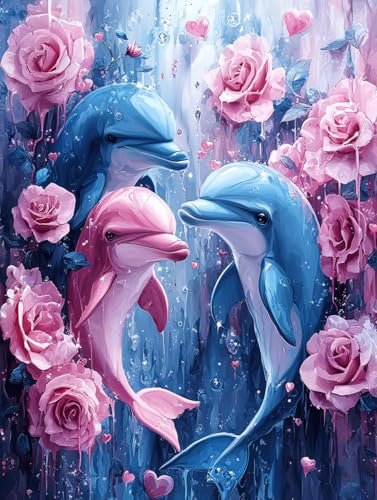 Diamond Painting Delphin, DIY Blume Diamond Painting Eckige Steine Set Erwachsene, 5D Kreuzstich Stickerei Diamant Malerei, Mosaikherstellung Basteln Erwachsene Bilder, Zur Haus Wanddeko 30x40cm G-44 Diamond Painting Delphin, DIY Blume Diamond Painting Eckige Steine Set Erwachsene, 5D Kreuzstich Stickerei Diamant Malerei, Mosaikherstellung Basteln Erwachsene Bilder, Zur Haus Wanddeko 30x40cm G-44 von Zahnngxp