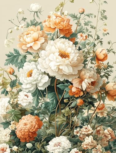 Diamond Painting Eckige Steine Blume 50x70cm, 5D Anlage Diamant Painting Bilder Erwachsene Set, DIY Kreuzstich Stickerei Mosaikherstellung Bastelset Erwachsene, Zur Weihnachten Deko Wand Geschenk G-69 von Zahnngxp