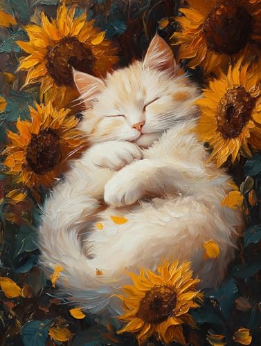 Diamond Painting Eckige Steine Katze 30x40cm, 5D Sonnenblume Diamant Painting Bilder Erwachsene Set, DIY Kreuzstich Stickerei Mosaikherstellung Bastelset Erwachsene, Zur Weihnachten Deko Wand H-19 Diamond Painting Eckige Steine Katze 30x40cm, 5D Sonnenblume Diamant Painting Bilder Erwachsene Set, DIY Kreuzstich Stickerei Mosaikherstellung Bastelset Erwachsene, Zur Weihnachten Deko Wand H-19 von Zahnngxp