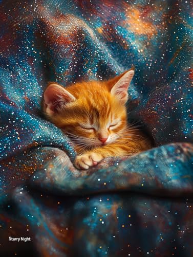 Diamond Painting Eckige Steine Katze 40x50cm, 5D Tier Diamant Painting Bilder Erwachsene Set, DIY Kreuzstich Stickerei Mosaikherstellung Bastelset Erwachsene, Zur Weihnachten Deko Wand Geschenk G-63 von Zahnngxp