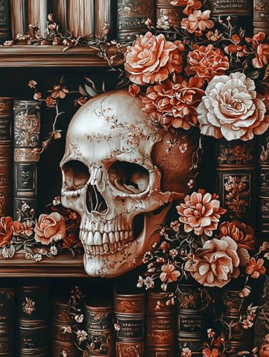 Diamond Painting Eckige Steine Skeleton 50x70cm, 5D Blume Diamant Painting Bilder Erwachsene Set, DIY Kreuzstich Stickerei Mosaikherstellung Bastelset Erwachsene, Zur Weihnachten Deko Geschenk H-59 von Zahnngxp