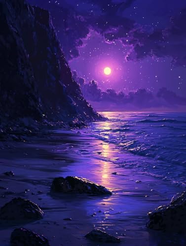 Diamond Painting Eckige Steine Strand 50x70cm, 5D Traum Diamant Painting Bilder Erwachsene Set, DIY Kreuzstich Stickerei Mosaikherstellung Bastelset Erwachsene, Zur Weihnachten Deko Wand Geschenk H-45 von Zahnngxp