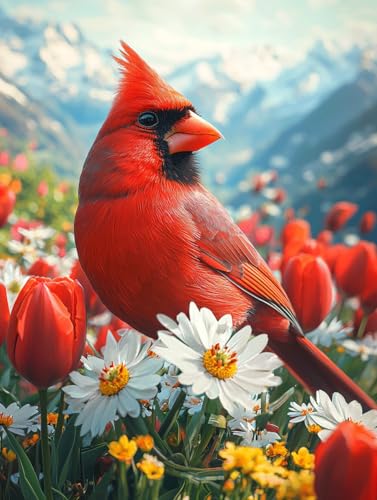 Diamond Painting Eckige Steine Vogel 40x50cm, 5D Blume Diamant Painting Bilder Erwachsene Set, DIY Kreuzstich Stickerei Mosaikherstellung Bastelset Erwachsene, Zur Weihnachten Deko Wand Geschenk H-71 von Zahnngxp