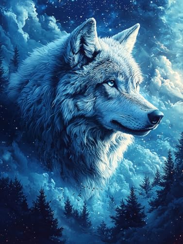 Diamond Painting Eckige Steine Wolf 60x80cm, 5D Tier Diamant Painting Bilder Erwachsene Set, DIY Kreuzstich Stickerei Mosaikherstellung Bastelset Erwachsene, Zur Weihnachten Deko Wand Geschenk H-15 Diamond Painting Eckige Steine Wolf 60x80cm, 5D Tier Diamant Painting Bilder Erwachsene Set, DIY Kreuzstich Stickerei Mosaikherstellung Bastelset Erwachsene, Zur Weihnachten Deko Wand Geschenk H-15 von Zahnngxp