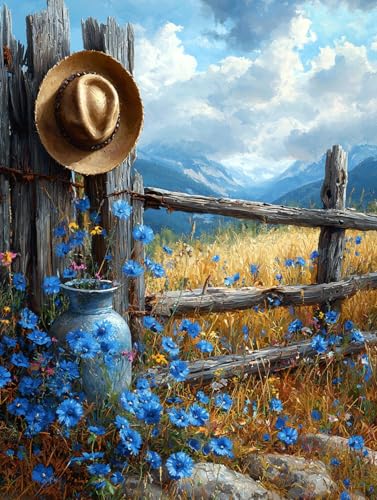 Diamond Painting Hut, DIY Anlage Diamond Painting Eckige Steine Set Erwachsene, 5D Kreuzstich Stickerei Diamant Malerei, Mosaikherstellung Basteln Erwachsene Bilder, Zur Haus Wanddeko 30x40cm H-38 von Zahnngxp