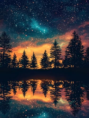 Diamond Painting Landschaft, DIY Sternenhimmel Diamond Painting Eckige Steine Set Erwachsene, 5D Kreuzstich Stickerei Diamant Malerei, Mosaikherstellung Basteln Erwachsene Bilder Wanddeko 50x70cm H-66 von Zahnngxp