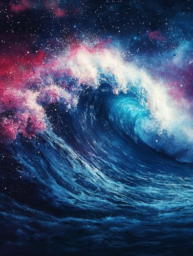 Diamond Painting Meereswellen, DIY Abstrakt Diamond Painting Eckige Steine Set Erwachsene, 5D Kreuzstich Stickerei Diamant Malerei, Mosaikherstellung Basteln Erwachsene Bilder Wanddeko 40x50cm H-34 von Zahnngxp
