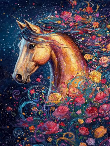 Diamond Painting Pferd, DIY Tier Diamond Painting Eckige Steine Set Erwachsene, 5D Kreuzstich Stickerei Diamant Malerei, Mosaikherstellung Basteln Erwachsene Bilder, Zur Haus Wanddeko 60x80cm G-30 Diamond Painting Pferd, DIY Tier Diamond Painting Eckige Steine Set Erwachsene, 5D Kreuzstich Stickerei Diamant Malerei, Mosaikherstellung Basteln Erwachsene Bilder, Zur Haus Wanddeko 60x80cm G-30 von Zahnngxp