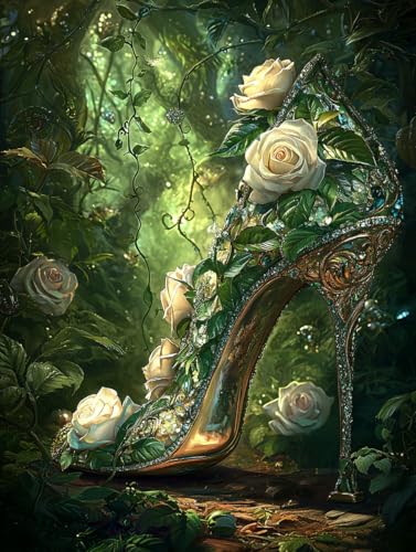 Diamond Painting Rose, DIY Hoher Absatz Diamond Painting Eckige Steine Set Erwachsene, 5D Kreuzstich Stickerei Diamant Malerei, Mosaikherstellung Basteln Erwachsene Bilder, Haus Wanddeko 60x80cm G-78 von Zahnngxp