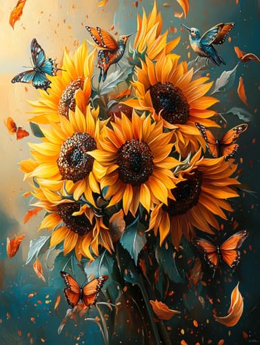 Diamond Painting Sonnenblume, Schmetterling Diamond Painting Eckige Steine Set Erwachsene, 5D Kreuzstich Stickerei Diamant Malerei, Mosaikherstellung Basteln Erwachsene Bilder Wanddeko 40x50cm J-92 Diamond Painting Sonnenblume, Schmetterling Diamond Painting Eckige Steine Set Erwachsene, 5D Kreuzstich Stickerei Diamant Malerei, Mosaikherstellung Basteln Erwachsene Bilder Wanddeko 40x50cm J-92 von Zahnngxp