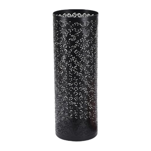 Rund Schirmständer Regenschirm Modern Schwarz, 15x42 Cm Schirmständer Aus Metall, Regenschirmständer Mit Geometrischer Schnitzerei, Schirmhalter Für Wohnung, Schlafsaal, Büroeingang, Tür, Haus von Zahoken