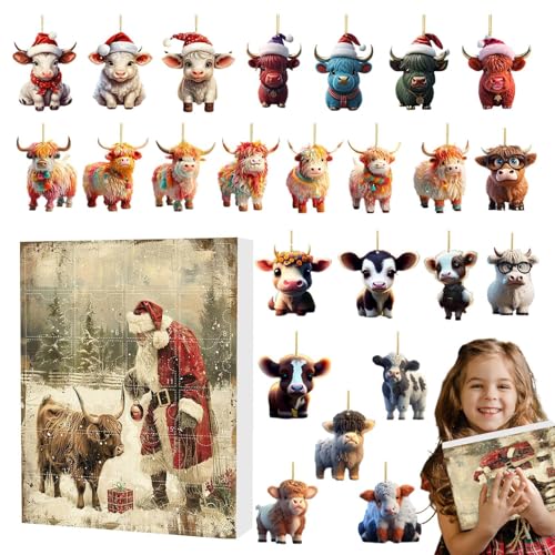 Zahoken 2024 | Hochlandkuh 24 Tage Weihnachtsschmuck - Weihnachts-Countdown-Kalender für Familie, Freunde, Kinder, , Mädchen von Zahoken