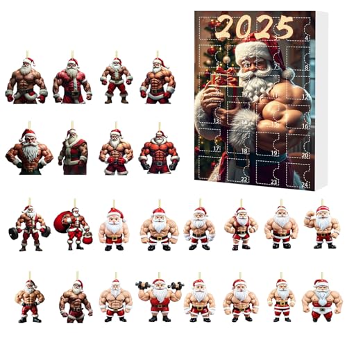 Zahoken 2025 Adventskalender,24 Tage 2D Acryl Bodybuilder Santa Ornament Countdown Kalender für Kinder | Niedlicher Weihnachtsschmuck Für Ehemann Ehefrau Tochter Sohn Jugendliche Zahoken 2025 Adventskalender,24 Tage 2D Acryl Bodybuilder Santa Ornament Countdown Kalender für Kinder | Niedlicher Weihnachtsschmuck Für Ehemann Ehefrau Tochter Sohn Jugendliche von Zahoken