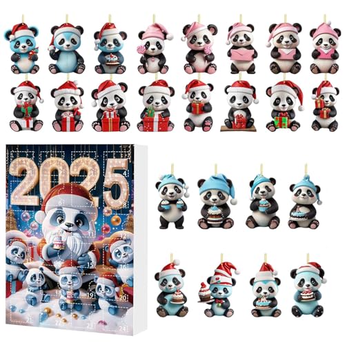Zahoken 24 Tage Panda Adventskalender - 2D Acryl Panda Schmuck Set Adventskalender,Weihnachtsdeko Tier Deko Für Party Haustür Auto Rückspiegel Baum Balkon Fenster von Zahoken
