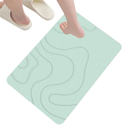 Zahoken Badematte Rutschfester, Schnelltrocknend Steinmatte Badezimmer, Weiche Kieselalgenschlammmatte,Wasseraufnahme, Schnell Trocknende Kieselgur-Duschmatte, Waschbare Fußmatte Für Den von Zahoken