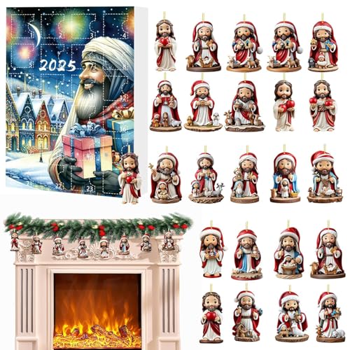 Zahoken Christmas Calendar - Weihnachts Adventskalender 24 Tage Jesus | Festlicher Schmuck Akryl Deko Für Feste Feiern Zuhause Wanddekoration von Zahoken