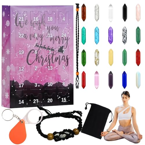 Zahoken Christmas Countdown Kalender 24 Tage - Lustiger Countdown Mit Kristall-Steinen | Familienspiel Stein Set Sammeln Lernen Yoga Meditation Urlaub Erwachsene von Zahoken