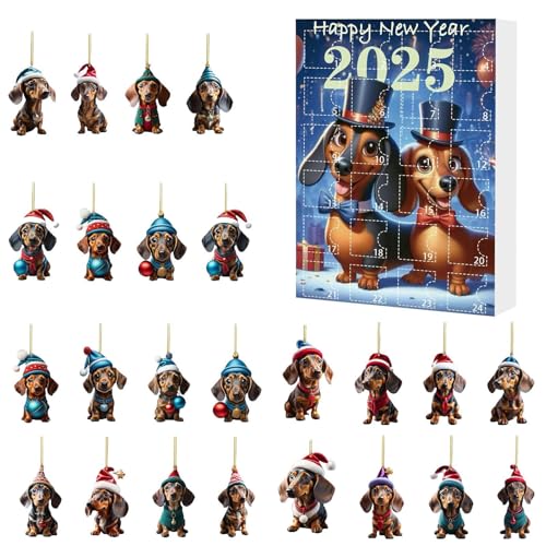Zahoken Dackel Adventskalender | Weihnachts Adventsschmuck Dackel Figuren Spielzeug | Acryl Deko Für Weihnachten Dezember Wohnzimmer Kinderzimmer Jugendliche Erwachsene von Zahoken