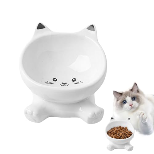 Zahoken Erhöhte Katzenfutternäpfe | Erhöhte Katzennäpfe | Keramiknapf Mit Rutschfester Unterseite Und Schräger Position Für Haustiere Wie Katzen Welpen Kätzchen von Zahoken