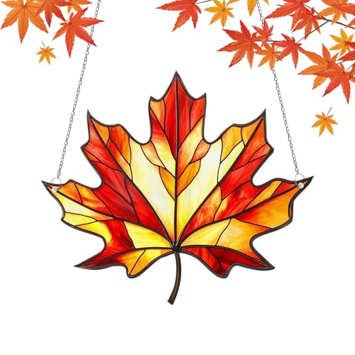 Zahoken Fenster 2D Ornament | Herbst Kunst - Sonnenlichtreflektierende Ahornblätter 2D Flache Wanddekoration | Für Einweihungsparty Geburtstag Wohnzimmer Schlafzimmer Esszimmer von Zahoken