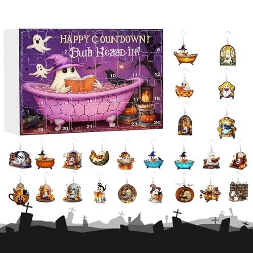 Zahoken Halloween Countdown Kalender,Geister Ohrringe Adventskalender Ornament | 2D Flache Acryl-Figuren Schmuck Deko Für Party Frauen Mädchen Zahoken Halloween Countdown Kalender,Geister Ohrringe Adventskalender Ornament | 2D Flache Acryl-Figuren Schmuck Deko Für Party Frauen Mädchen von Zahoken