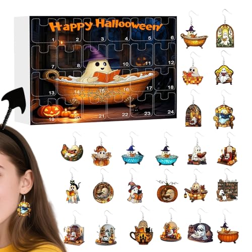 Zahoken Halloween Countdown Kalender - Gruselige Geister Ohrringe | 2D Flacher Acrylschmuck Für Mädchen Und Damen Party Deko Wanddeko Zahoken Halloween Countdown Kalender - Gruselige Geister Ohrringe | 2D Flacher Acrylschmuck Für Mädchen Und Damen Party Deko Wanddeko von Zahoken