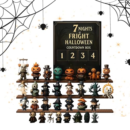 Zahoken Halloween Horror Adventskalender,31 Tage Grusel Puppen Adventskalender Halloween - Gruseliger Schmuck Für Fenster Tür Kamin Tisch Partydekoration Büro Schlafzimmer Tasche Festliche Dezember von Zahoken