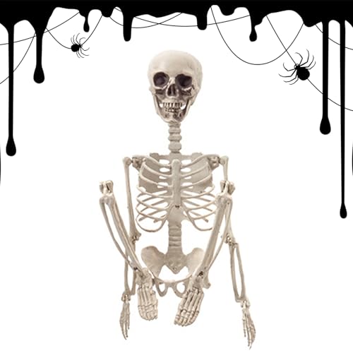 Zahoken Halloween Skelett - 60cm Skelett Deko Figur - Knochen Dekoration Schädel Deko Zusammenklappbar Für Halloween Und Kinder Party von Zahoken
