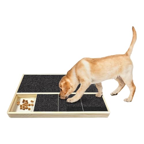 Zahoken Hunde-Kratzunterlage – Holz-Kratzmatte für Nägel, tragbares Haustierpflegezubehör mit Leckerli-Box, interaktives Kratzpad für Training, tägliche Möbel, Reisen, Outdoor, Park, Hof, Boden von Zahoken