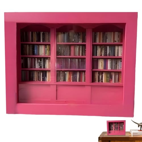 Zahoken Mini Bücherregal - Mini Bücherregal Dekoration Fidget Spielzeug,Schrank Display Holzfigur Beruhigendes Accessoire für Jugendliche Erwachsene von Zahoken