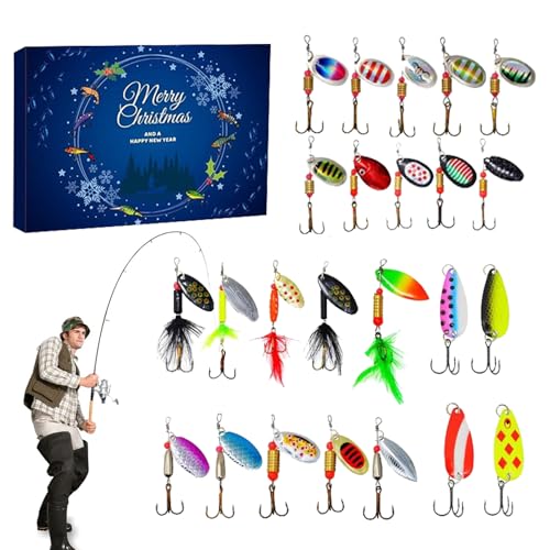 Zahoken Weihnachts-Countdown-Kalender,Weihnachts-Adventskalender - 24 Stück Angelköder Count Down to Christmas Adventskalender,Weihnachtsaccessoires, Weihnachtsgeschenke für Sohn, Onkel, Vater Zahoken Weihnachts-Countdown-Kalender,Weihnachts-Adventskalender - 24 Stück Angelköder Count Down to Christmas Adventskalender,Weihnachtsaccessoires, Weihnachtsgeschenke für Sohn, Onkel, Vater von Zahoken