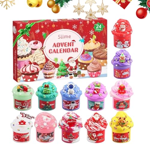 Zahoken Weihnachts Countdown Kalender 2025-24 Tage Weihnachten Schleim Spielzeug Set | 2025 Lustig Charm Sludge Spielzeug Für Kleinkinder Kinder Jugendliche Mädchen Und Festival Party Geschenke von Zahoken