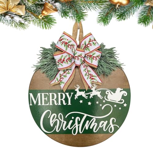 Zahoken Weihnachtsdekoration Schilder - Weihnachtsschild Für Haustür,Holzanhänger Mit Rentier Motiv Schleife Kunstpflanze Deko Für Zuhause Zahoken Weihnachtsdekoration Schilder - Weihnachtsschild Für Haustür,Holzanhänger Mit Rentier Motiv Schleife Kunstpflanze Deko Für Zuhause von Zahoken