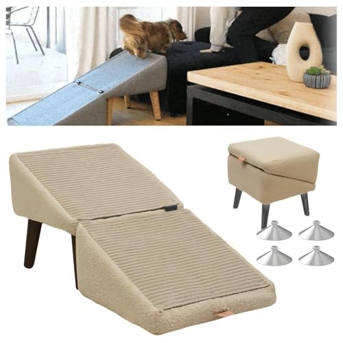 Hundehocker, 2-in-1 Faltbare Tragbarer Rampe Hund, Rampe Hund für Bett Sofa,beige Hundehocker, 2-in-1 Faltbare Tragbarer Rampe Hund, Rampe Hund für Bett Sofa,beige von ZaiZaiSMao