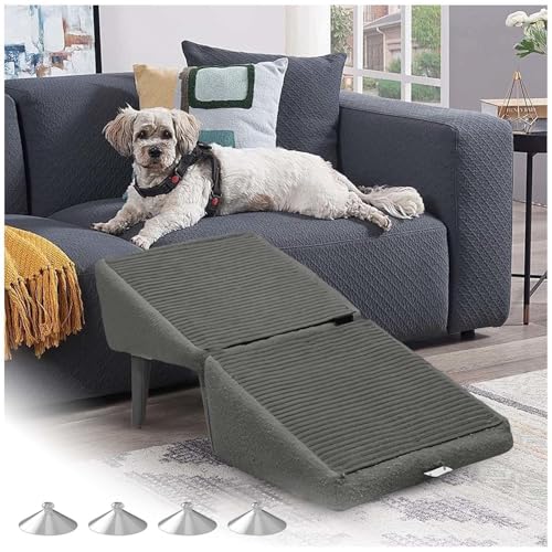 Hundetreppe Bett, 2-in-1 Faltbare Tragbarer Hundehocker, Hunde Treppe für Bett Sofa,Gray von ZaiZaiSMao