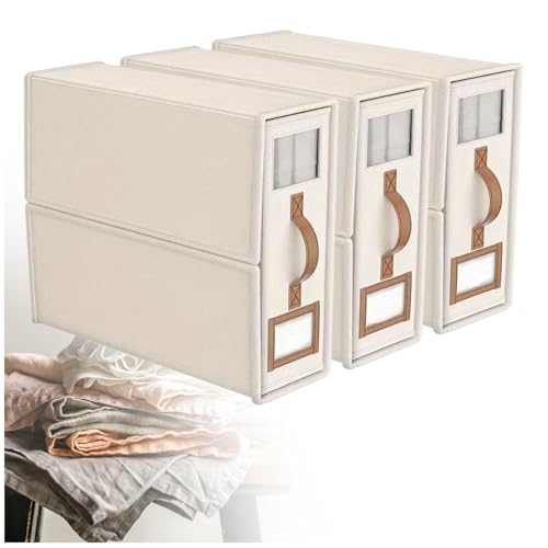 ZaiZaiSMao Bettwäsche Aufbewahrung Faltbarer, Bettwäsche Organizer mit klarem Fenster und Griff Bettzeug Aufbewahrung für Bettlaken und Kleidung,beige-3pack von ZaiZaiSMao